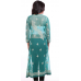 Ada Handmade Extra Small Green Faux Georgette Chikankari Long Kurti